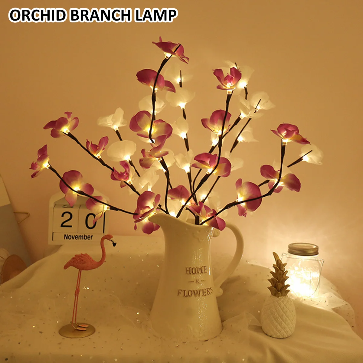 

LED Simulation Orchid Branch Light LED Desktop Vase Flower Branch Lamp Premium IP44 Waterproof Flower Shape Light Branch