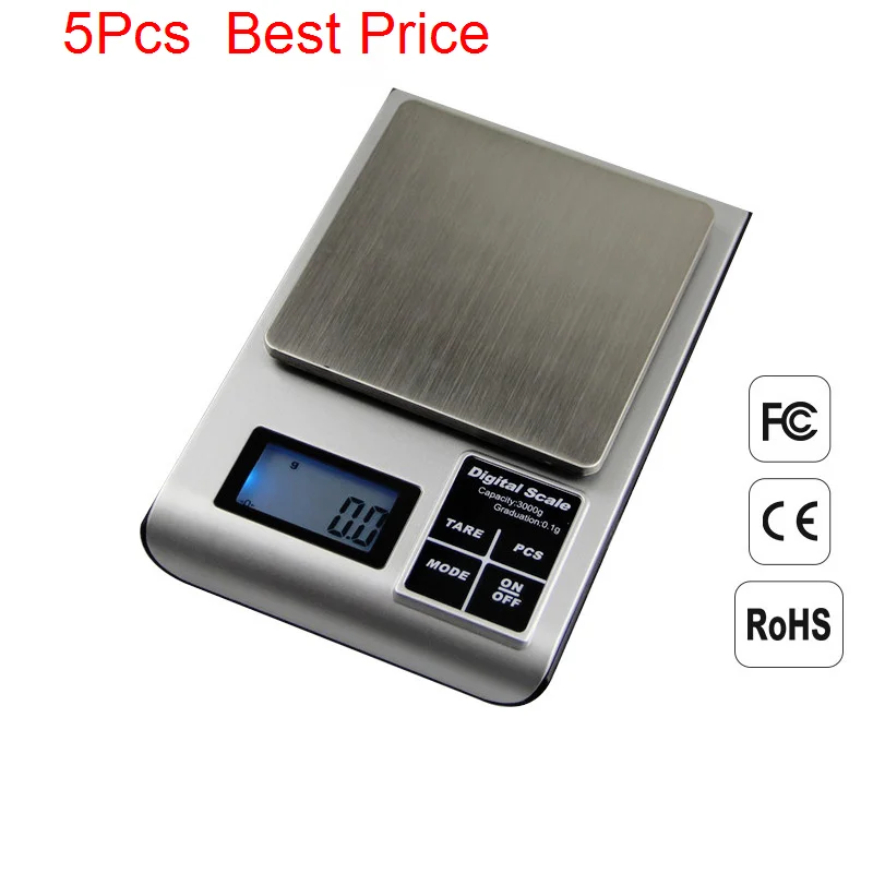 

5Pcs/lot 3kg / 0.1g Digital High Precision Electronic Scales LCD Display Portable Weight S Jewelry Kitchen Scale