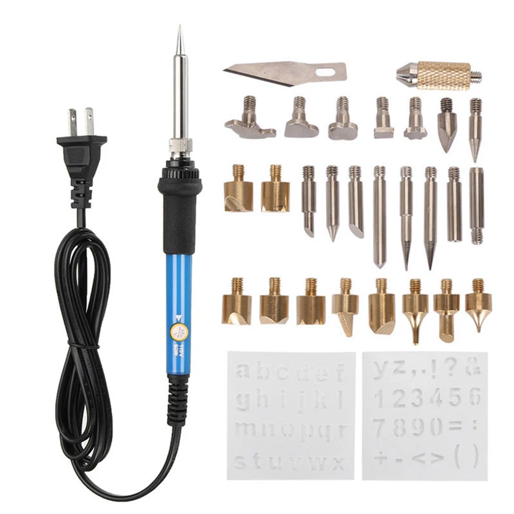 

28pcs Soldering Iron Crafts Tools Carving Stencil Pyrography Wood Burning Pen Tips DIY Blade Easy Use Welding Kit Multipurpose