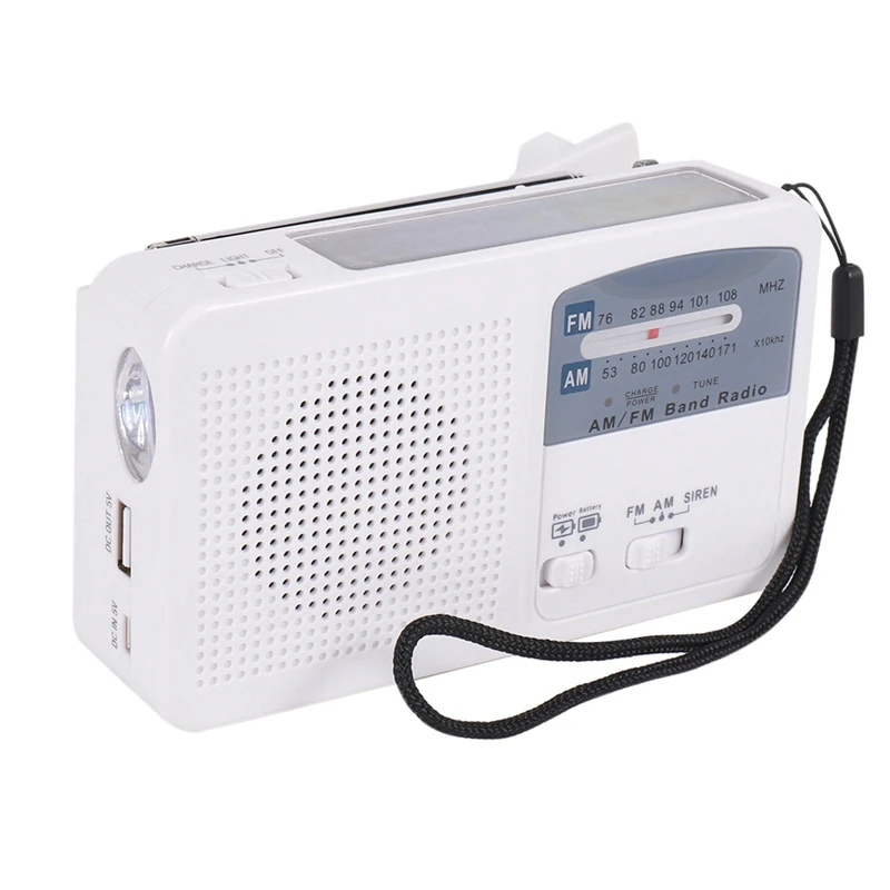 

3X Emergency Radio With Solar And Hand Crank Self Powered, Battery USB Recharging FM/AM Radio