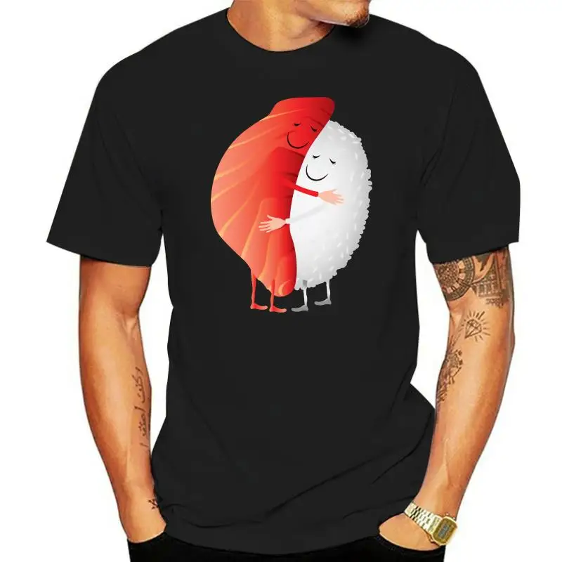 Cute Sushi Hug Fish Hugging Rice T-Shirt T-Shirt men t shirt tshirt t shirts Casual Cotton O-Neck Broadcloth