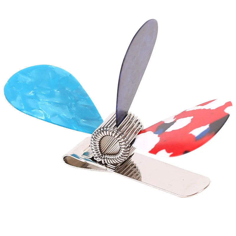 

Universal Metal Guitar Picks Holder Clip with 3pcs Picks(Guitar Picks Colors Random ) General Guitar Accessories