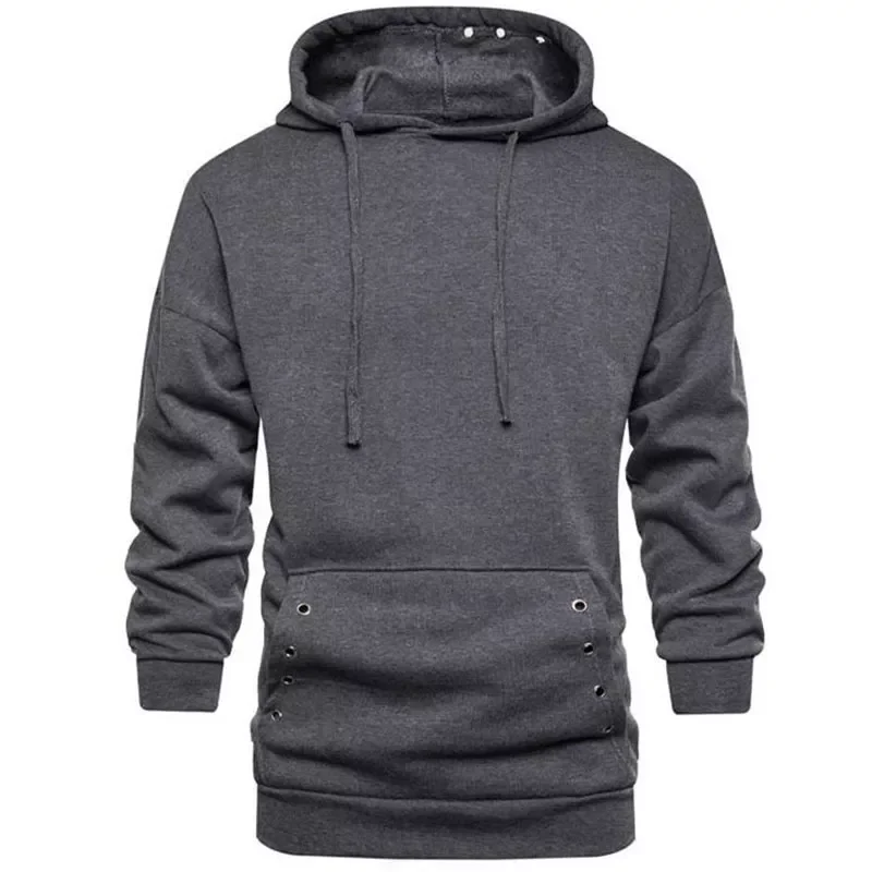 

NEW IN Autumn New Men's Long Hoodies Sweatshirt Male Solid Color Slim Fit Hole Hooded Outerwear Sweatshirts M-3XL