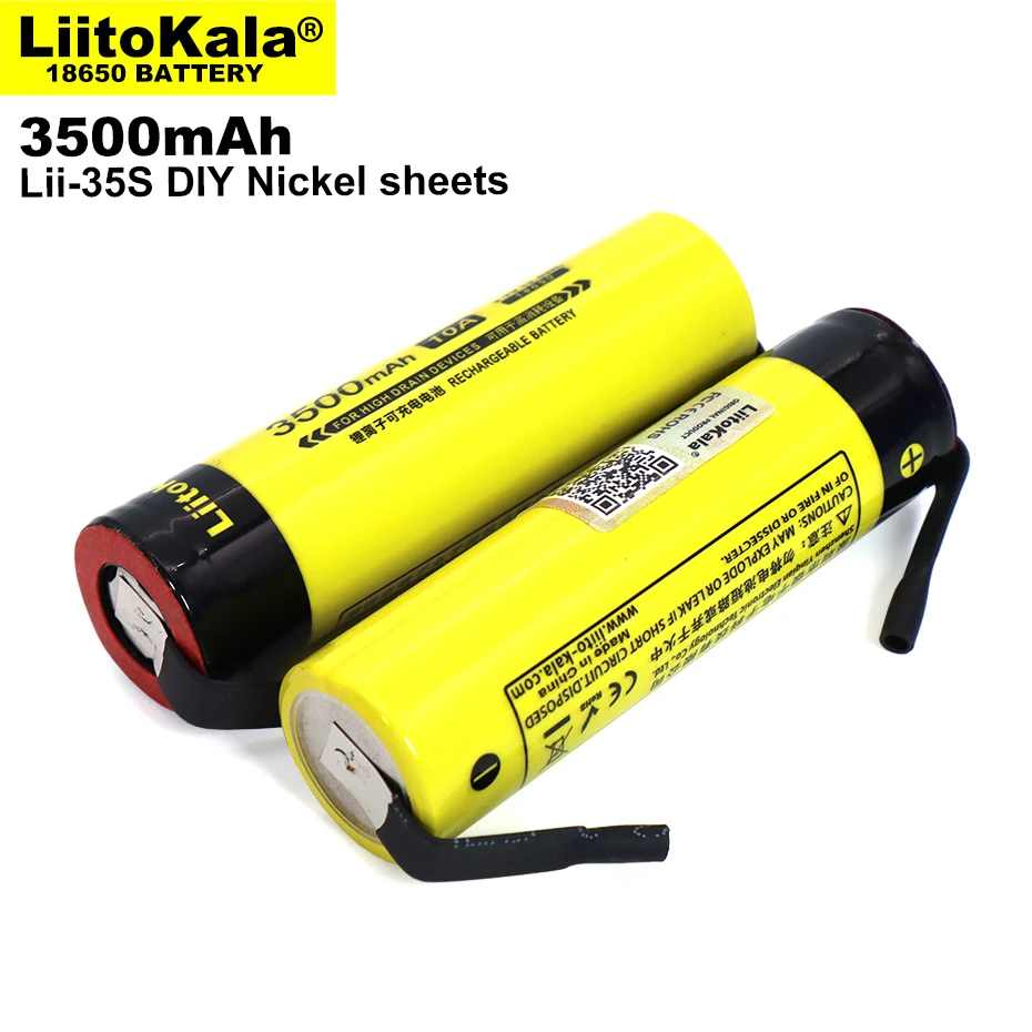 Аккумулятор LiitoKala Lii-35S DIY NicKeI 18650 3500 мАч 3 7 В 10 шт
