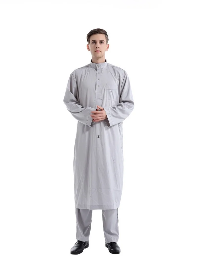 Muslim Robe Arab Men Thobe Ramadan Costumes Solid Arabic Pakistan Saudi Arabia Eid Turkey Abaya Male National Islamic Clothing