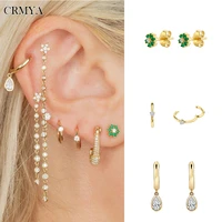 crmya gold silver plated stud earrings for women classic cz zircon piercing womens hoop drop earrings 2022 jewelry wholesale