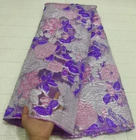 purple french lace fabric embroidery jacquard brocade gild tulle latest african mesh lace fabric for wedding party