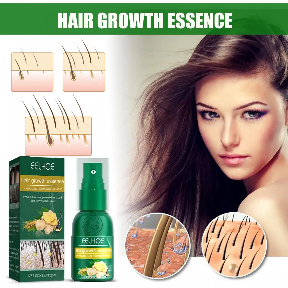 

30ml Hair Growth Spray Hair Dense Regrowth Ginger Serum Anti-Loss Essential Oil Hair Growth Products Beauty Health