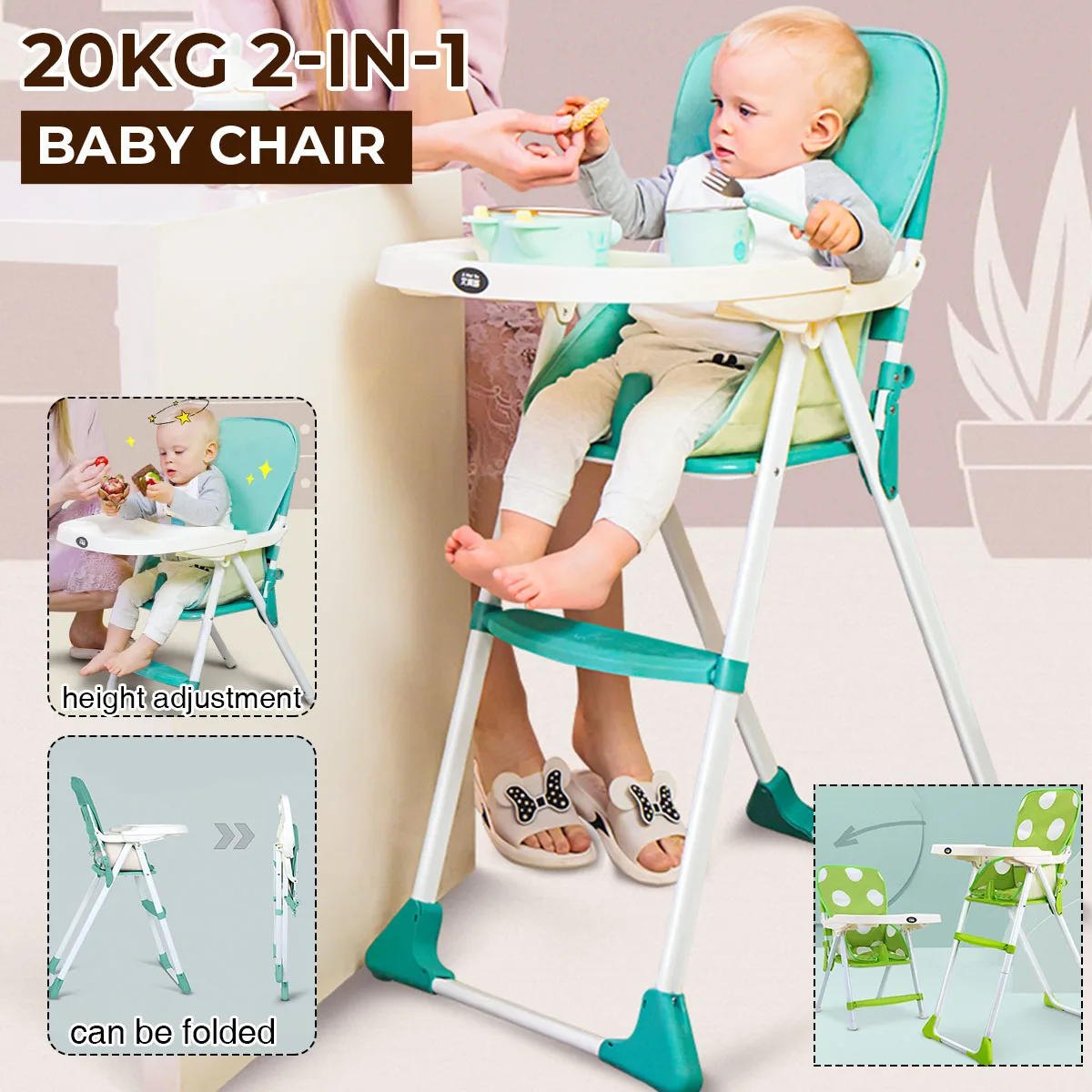 

Bioby Portable Baby Feeding Chair And Table High Chair 2in1 Adjustable Children Dining Chair Baby Toddler Seat Multi-Functional