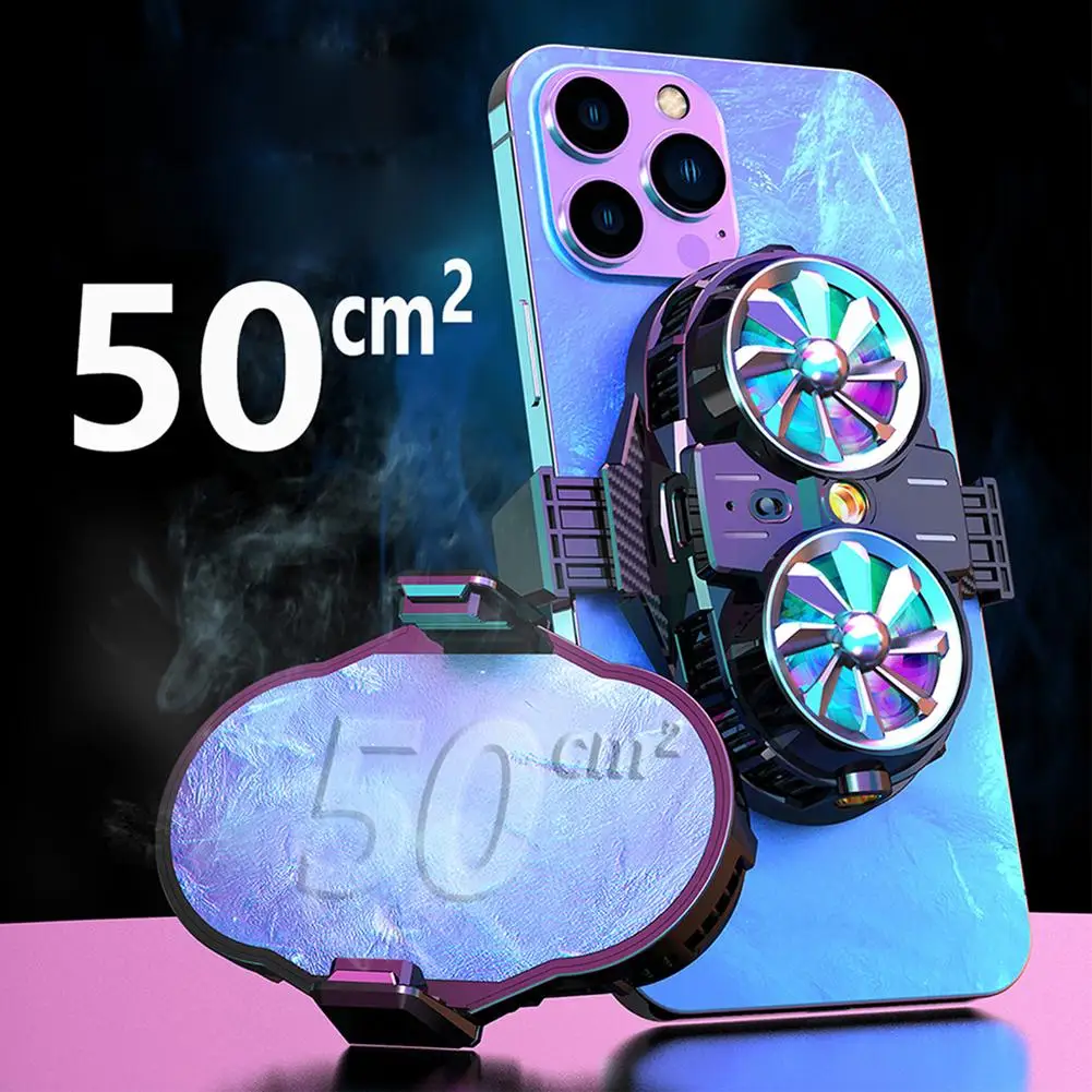 

X53 Dual-core Semiconductor Radiator Portable Adjustable Back Clip Silent Phone Cooling Fan For Live Game