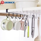 6 крючков, полка для хранения, шкаф, шкафчик под полки, вешалка для кружек, чашек, ванная комната, кухня, органайзер, стойка, держатель, домашние аксессуары