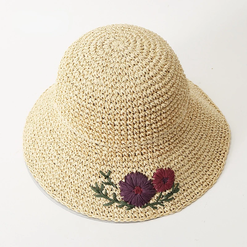 Шляпа женская Соломенная складная Панама от солнца ручной вязки из бумажного