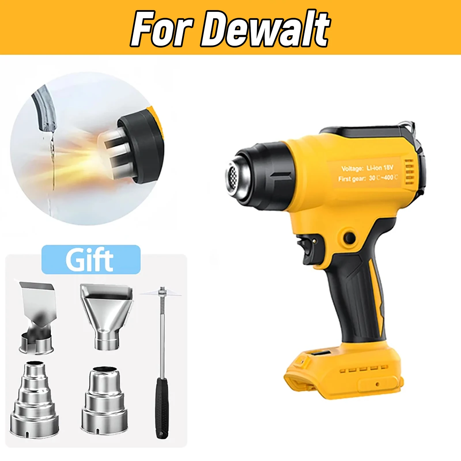 Турпау беспроводная тепловая пушка 350 Вт для аккумулятора Dewalt 20 В