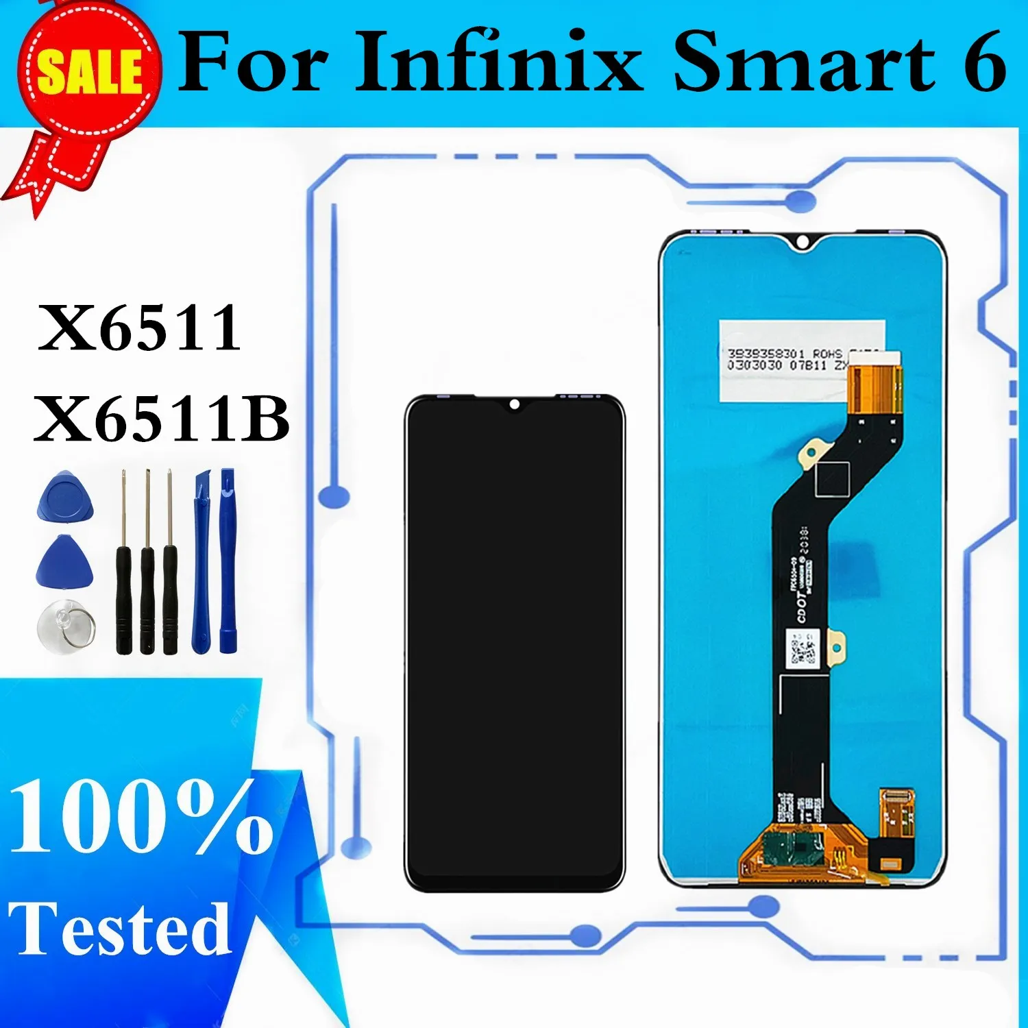 

For Infinix Smart 6 X6511 LCD Display Touch Screen Digitizer Assembly For X6511B LCD Repair Replacement Parts