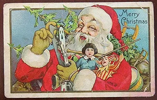 

Antique Postcard Merry Christmas Metal Tin Sign