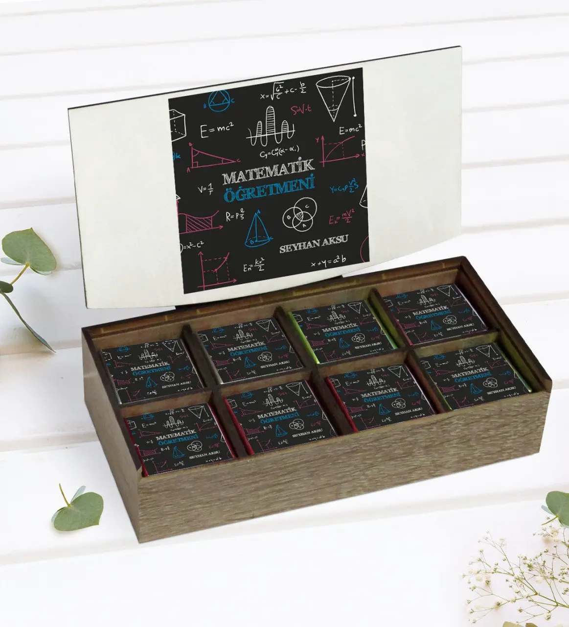 

Personalized Math Teacher Design In Wooden Box 24'lü If You Would Chocolate Gift Seti-11