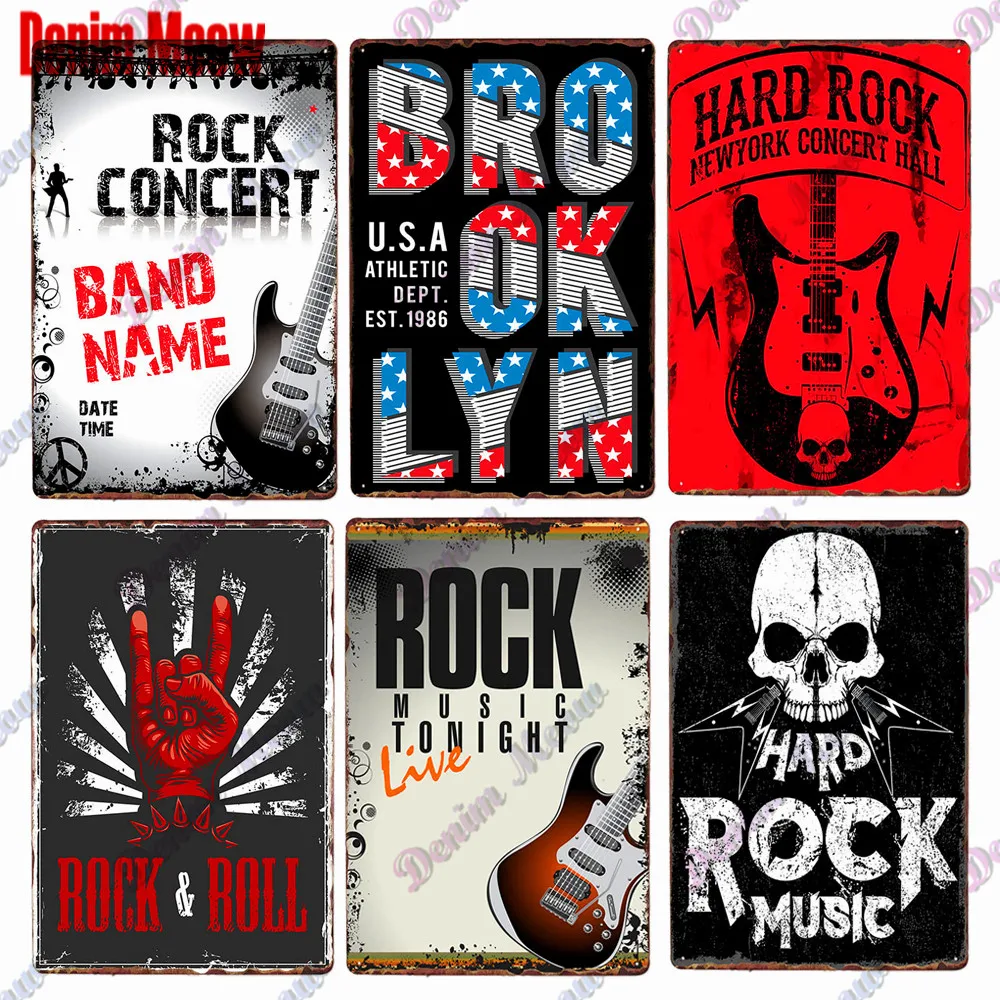 

Vintage Rock and Roll Metal Sign Music Jazz Poster Retro Music Tin Sign Beer Rock Pub Club Wall Decoration Metal Decor WY203
