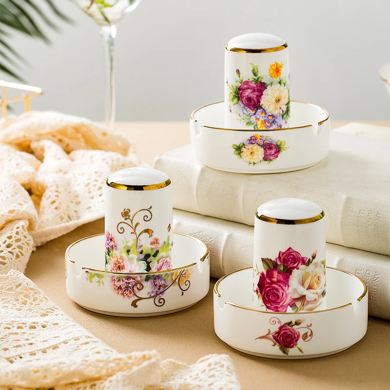 

Jingdezhen ashtray adult personality creative cigarette tray modern simple bone china tooth sign tube European ceramic tableware