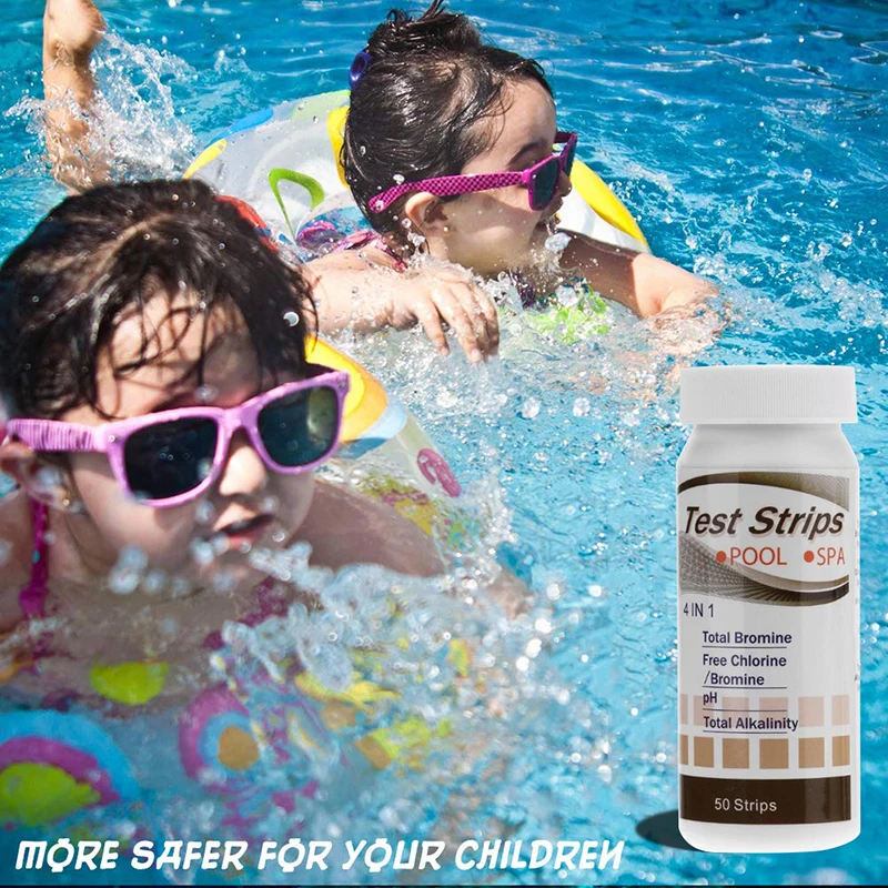 

Тест-полоска 4 в 1 для бассейна, тест на воду без хлора и брома, тестер общей щелочности, 50 шт./комплект