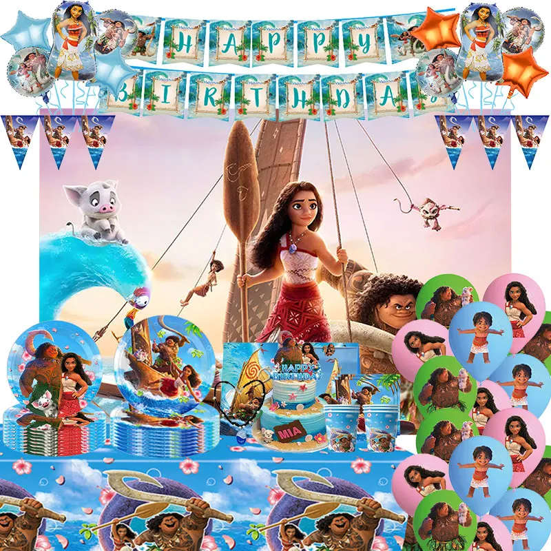 Disney Moana украшения для вечеринки мультфильм Мауи тема одноразовая посуда комплект