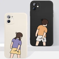 punqzy hot cute couple gift boy and girl soft tpu phone case for iphone 13 11 12 pro max xr xs 6 8 7 plus drop protection cover
