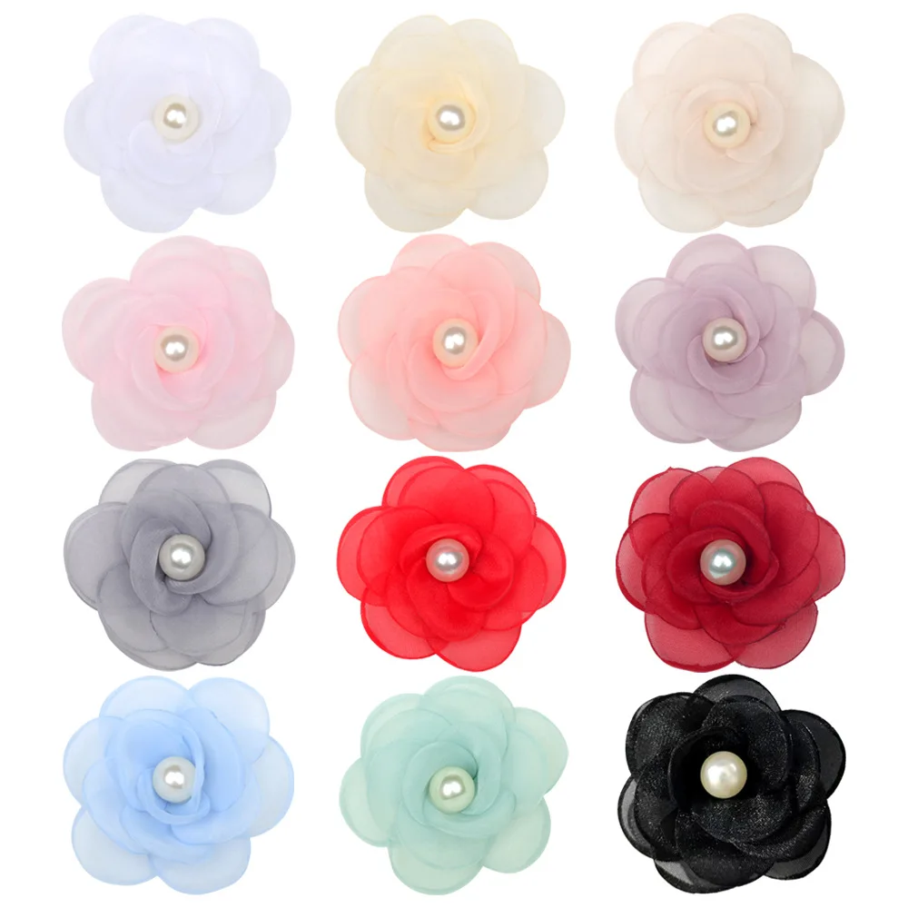 10 шт. 6 см шифоновые цветочные бутоны с жемчужинами