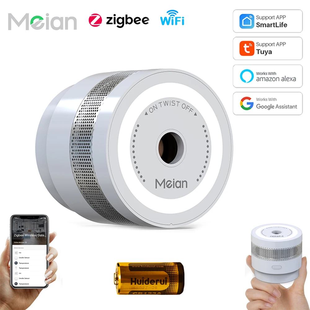 Pаспродажа Датчик дыма Tuya Zigbee3.0, датчик огня и дыма, пожарная сигнализация, поддержка приложения Smart Life Дешево Датчик дыма Tuya Zigbee3.0, датчик огня и дыма, пожарная сигнализация, поддержка приложения Smart Life