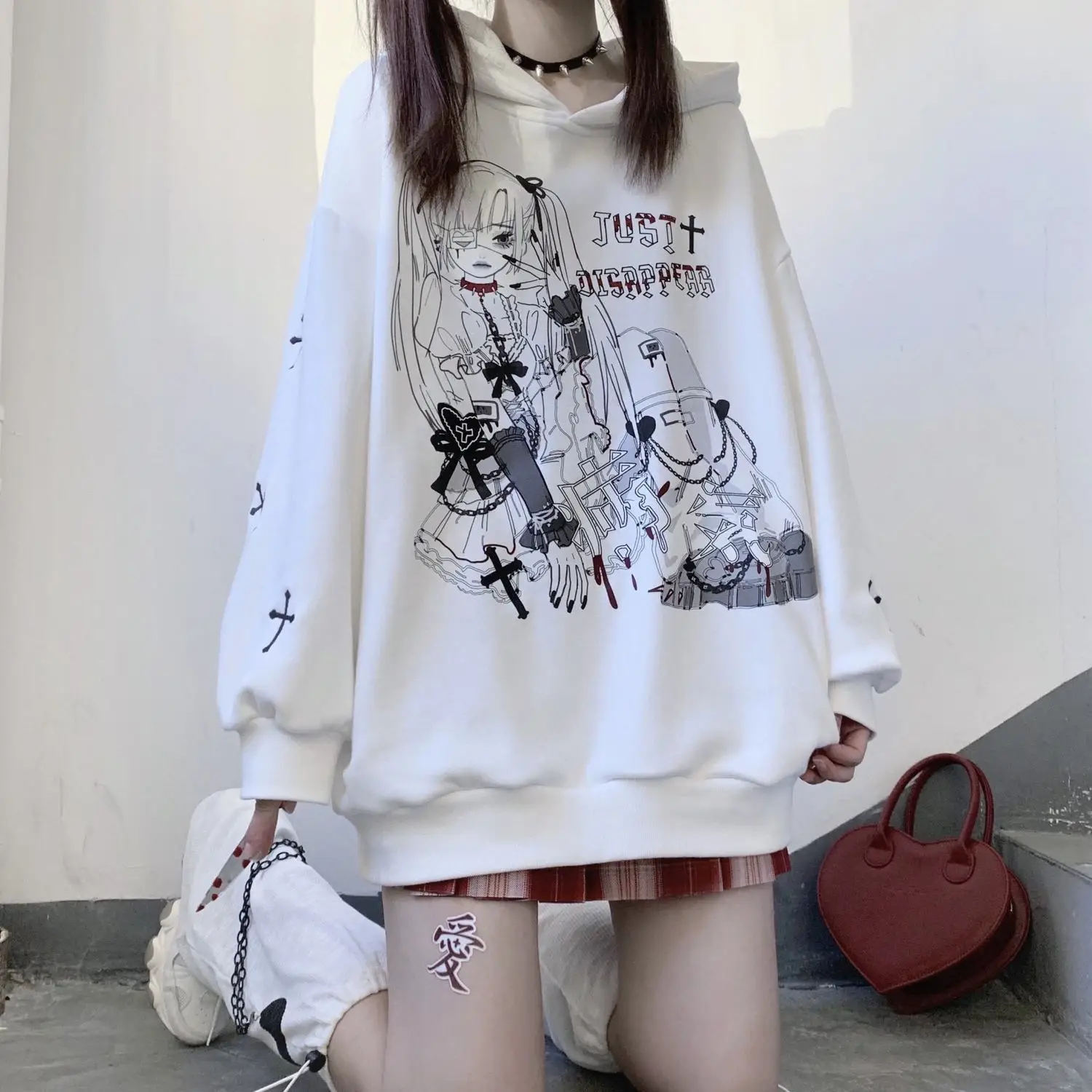 

Y2k Aesthetic Hoodies Women 2022 Autumn Anime Graphic Harajuku Long Sleeve Tops Femme Winter Thin Plush Loose Ladies Clothes
