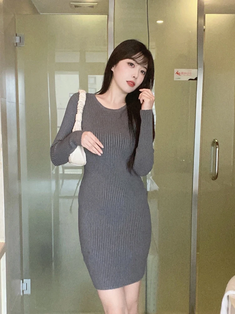 Оболочка с длинными рукавами. Нижнее платье. Высокоэластичный осенне-зимний