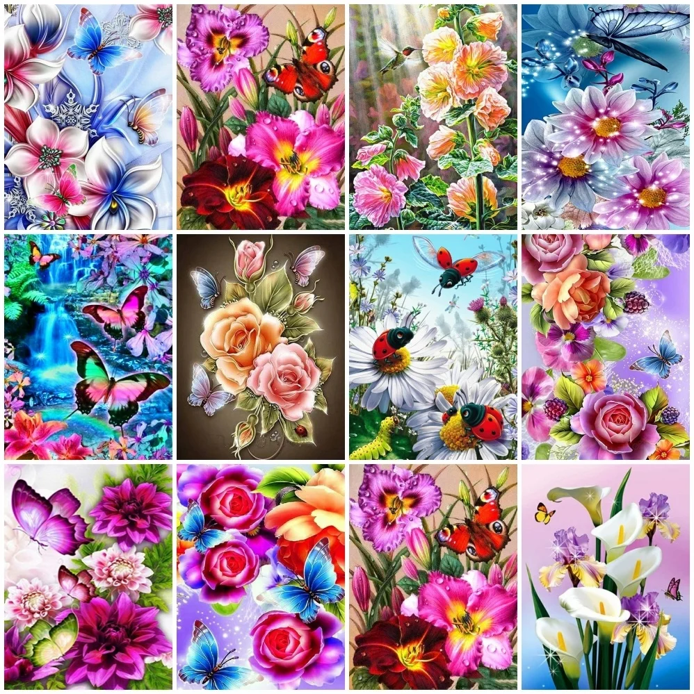 AZQSD 5d Diamond Painting Rose Daisy Ladybug Needlework Diamond Embroidery Flower Mosaic Butterfly Home Decoration