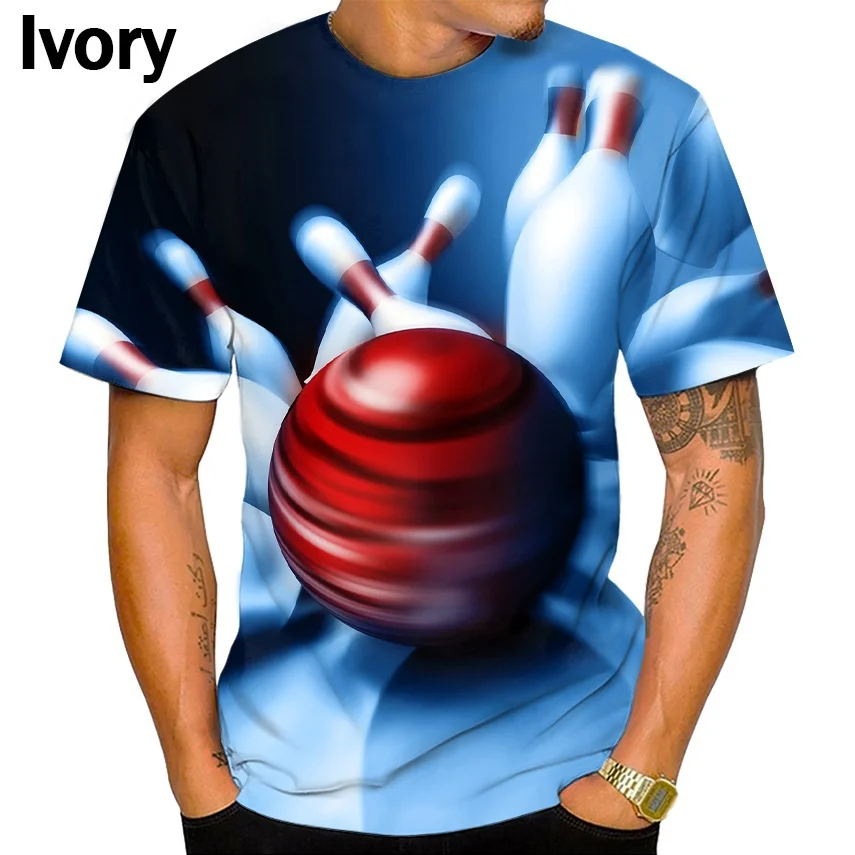 

New Men's Fashion Casual Personality Cool Summer Fashion Bowling 3d Print Men's T-Shirt Unisex Short Sleeve Crew Neck Top