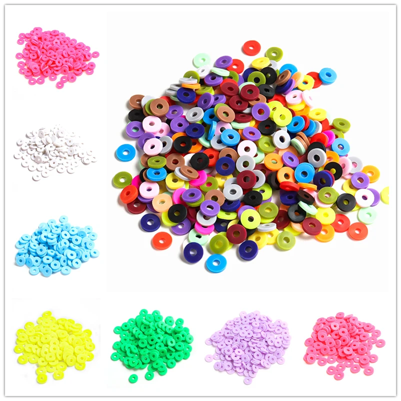 6mm Polymer Clay Beads 200-1000pcs/lots Flat Round Bead Handmade Heishi for Jewelry Making Bracelets necklace DIY
