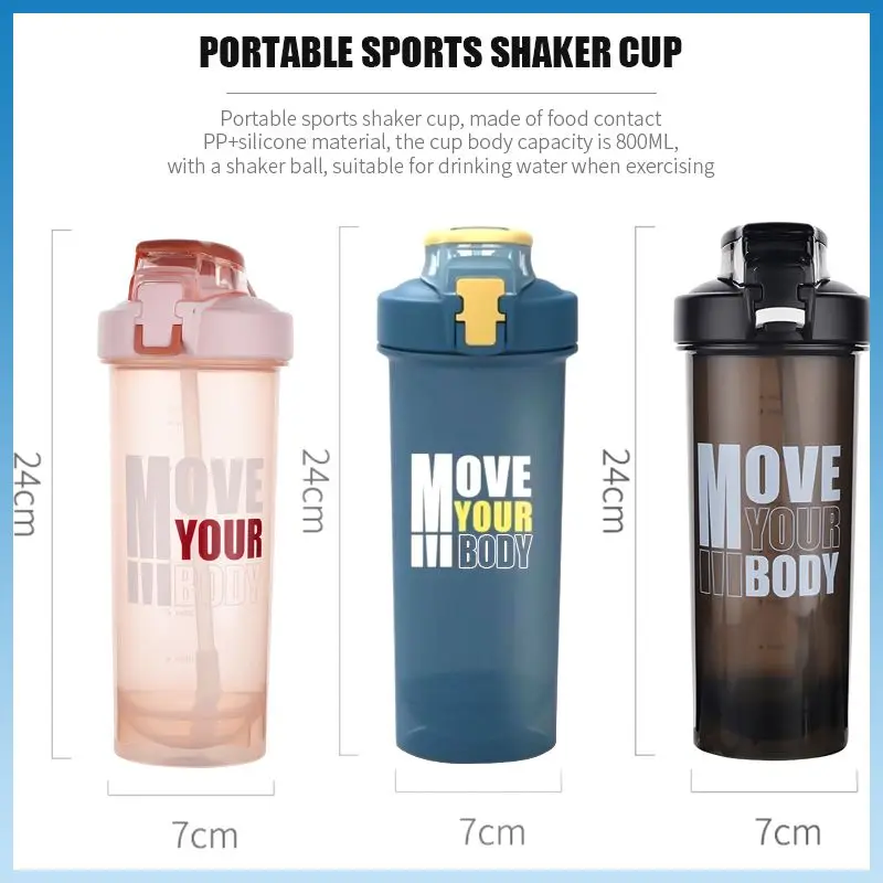 

800ml Fitness Mixing Cup Body-building Exercise Drinkware Anti Choking Water Cup Wholesale Portable Large Shake Cup Plastic