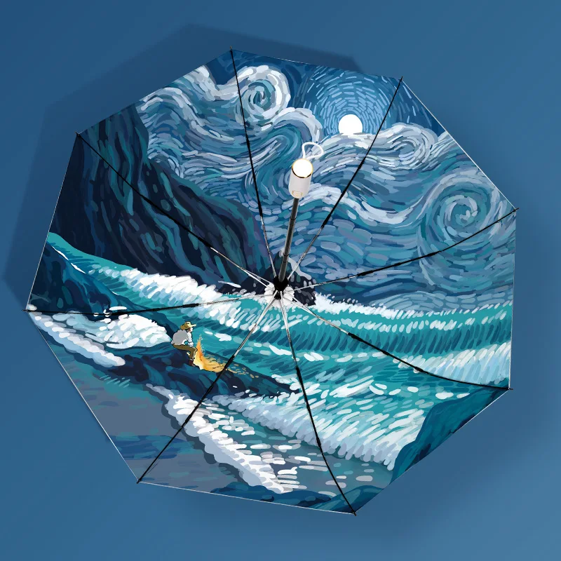 

Titanium silver automatic sunshade half fold folding sunscreen anti ultraviolet sunny umbrella female oil painting