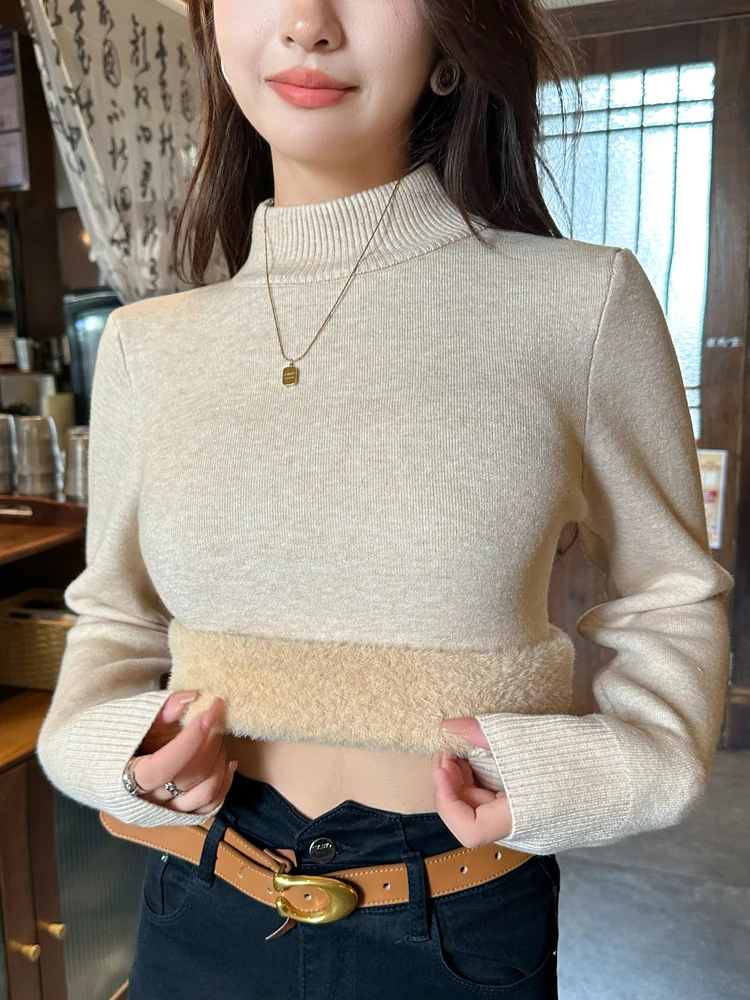 Осень-зима 2024. Женский свитер на флисовой подкладке. Внутренняя одежда больших