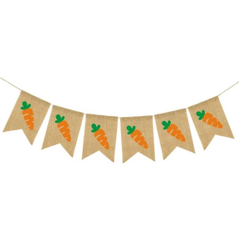 

HAPPY Easter Burlap Banner Colored Carrot Pattern Warm Sleeping Bag Garland Easter Decoration Home Party Decoration Gift