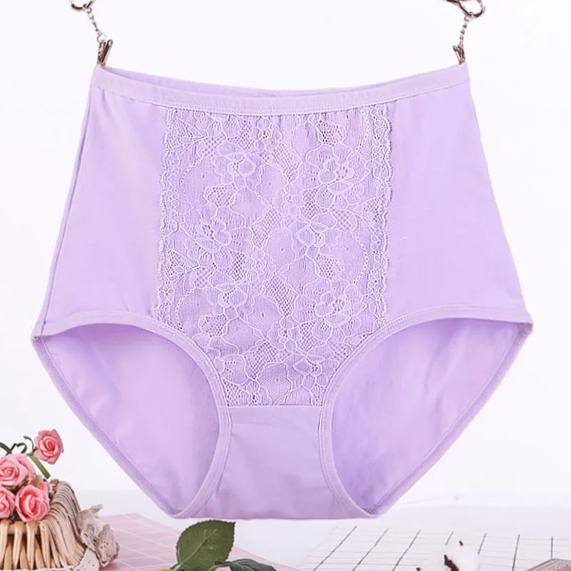 XL~6XL Summer Women's Panties High Waist Underwear Cotton Briefs Lingerie Sexy Lace Underpants Solid Breathable Female Intimates