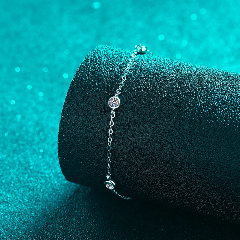 Женский браслет с муассанитом Smyoue Ювелирное Украшение из серебра 0 5 пробы