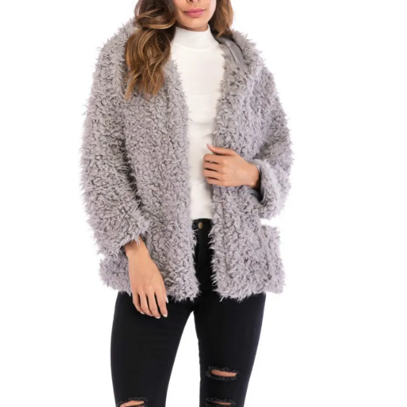 Autumn Winter Women Solid Color Fluffy Long Sleeve Knit Coat Open Front Cardigan coat Casual Sweaters Women Loose Cardigan hot