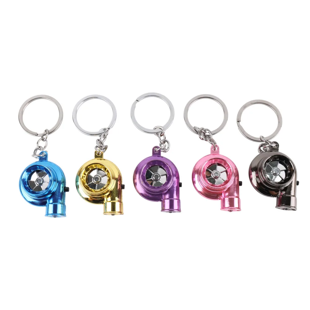 

Mini LED Turbo Sound Turbocharger Keychain Spinning Turbine Key Chain Ring Keyring Keyfob Car Keyring Car Interior Accessories