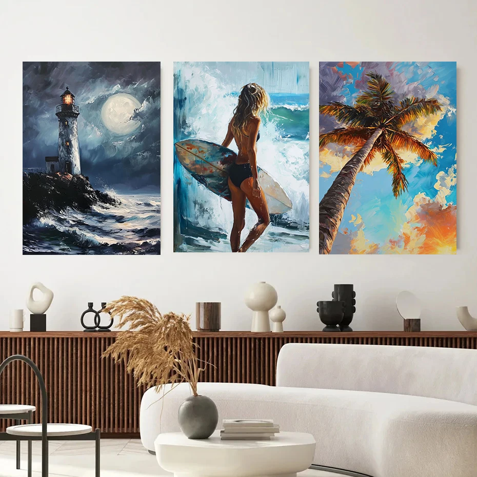 Картина на холсте Морская пляжная девушка