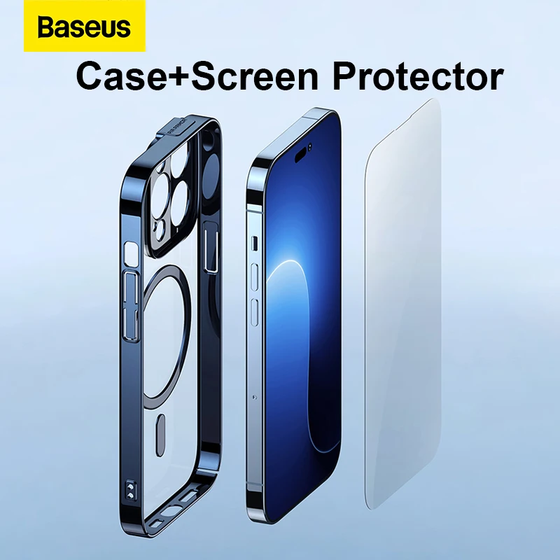 Baseus Magnetic Plating Case For iPhone 14 Pro Max 2022 New Protective Phone Case Transparent Shockproof Magnet Back Cover Funda