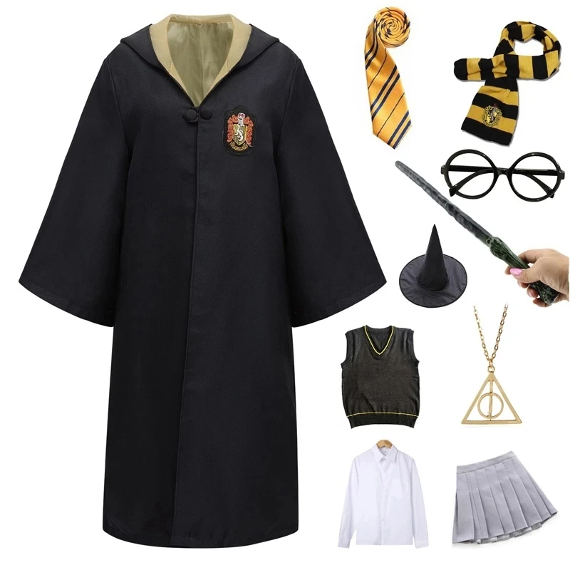 

Детские костюмы на Хэллоуин для мужчин и женщин, зелено-красная школьная маскарадная форма и плащ ведьмы, косплей-Униформа uniseGra