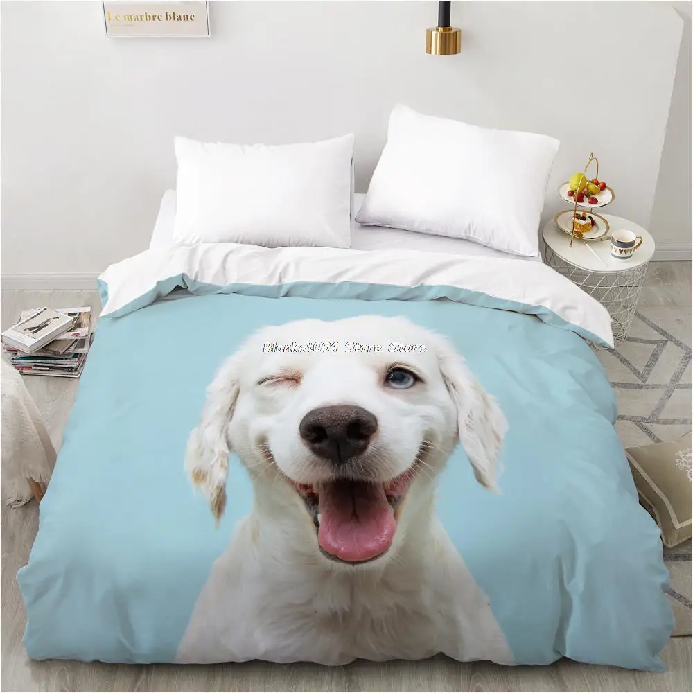 

3D Duvet cover Quilt/Blanket/Comfortable Case Luxury Bedding 135 140x200 150x200 220x240 200x220 for Home animal dog white
