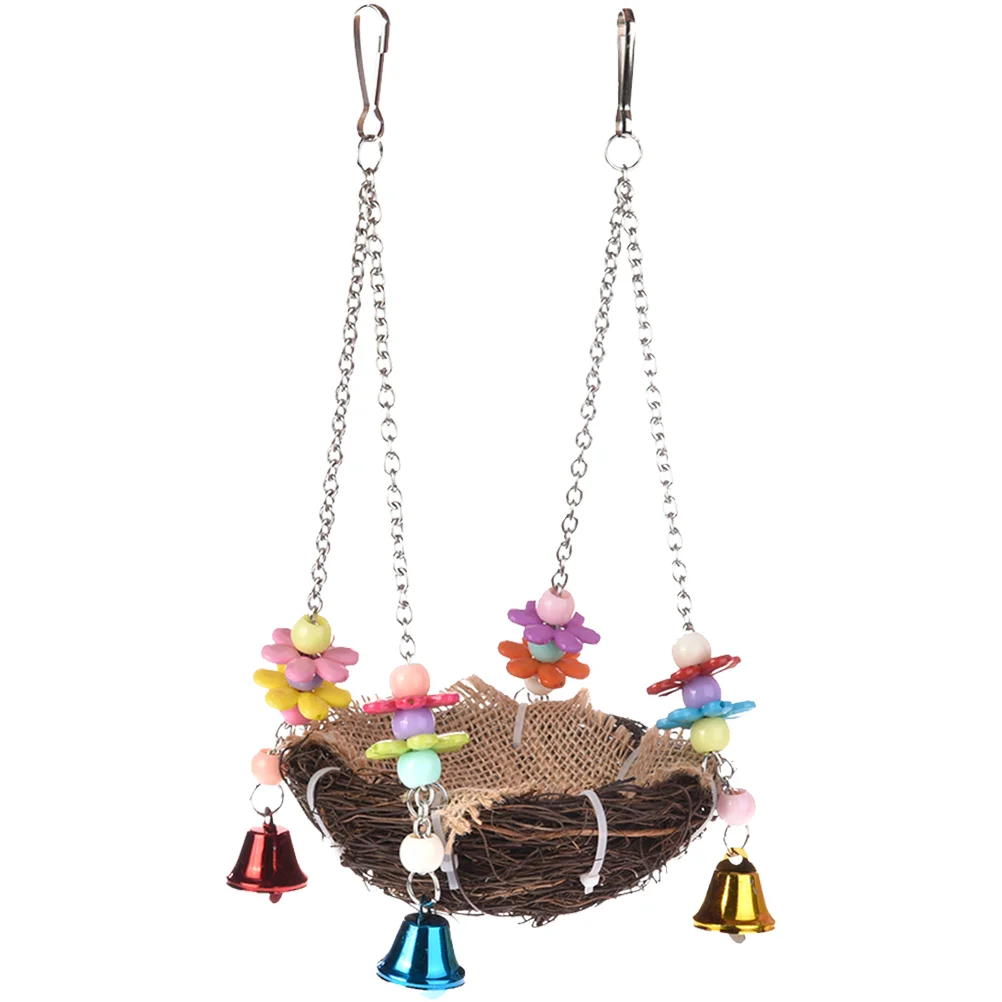 

Bird Parrot Hanging House Parakeet Swing Rattan Hideaway Cage Woven Natural Breeding Bed Toy Hamster Toys Lovebird Warm Winter