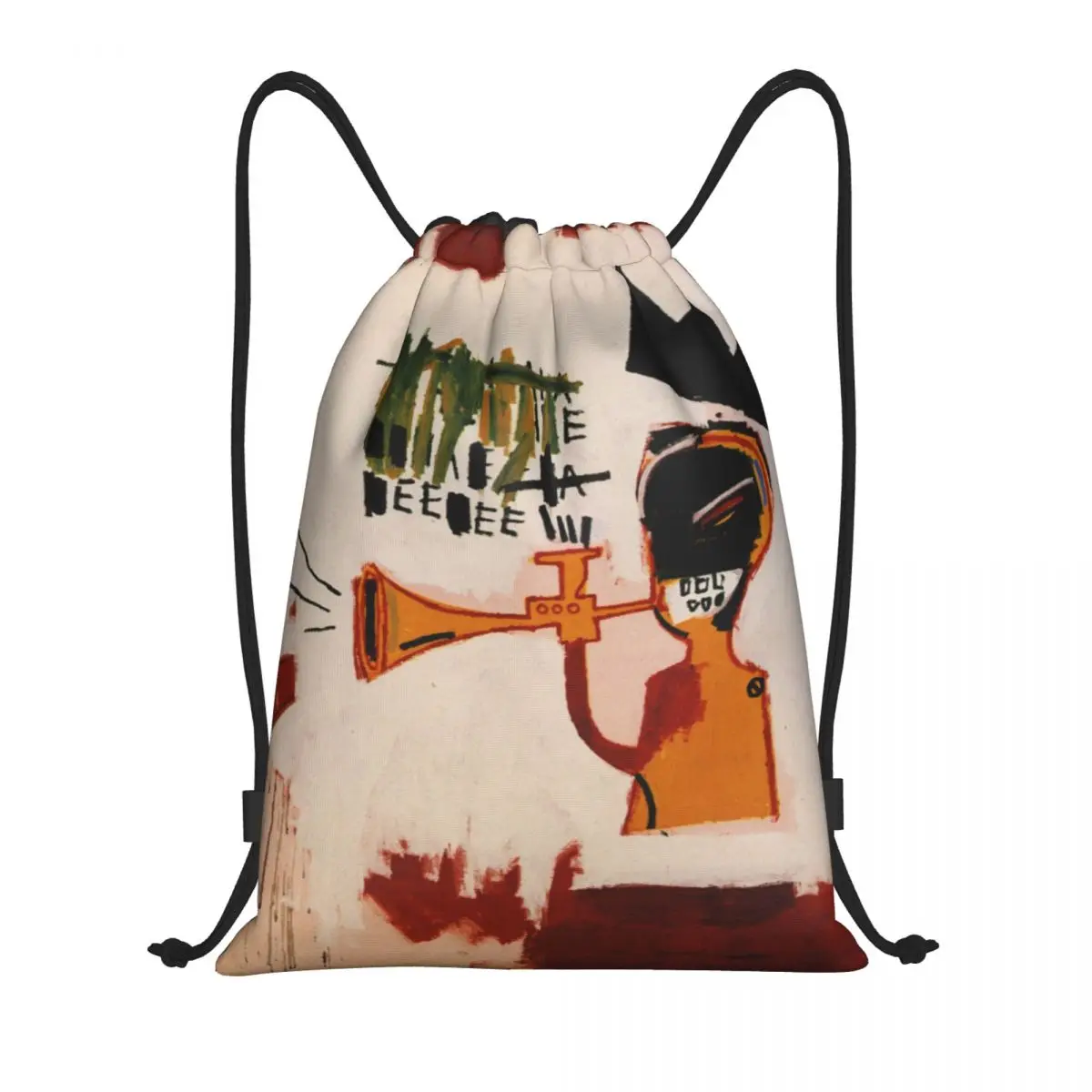 Trumpet By Jean Michel Basquiats Drawstring Bag Men Women Foldable Sports Gym Sackpack Shopping Storage Backpacks