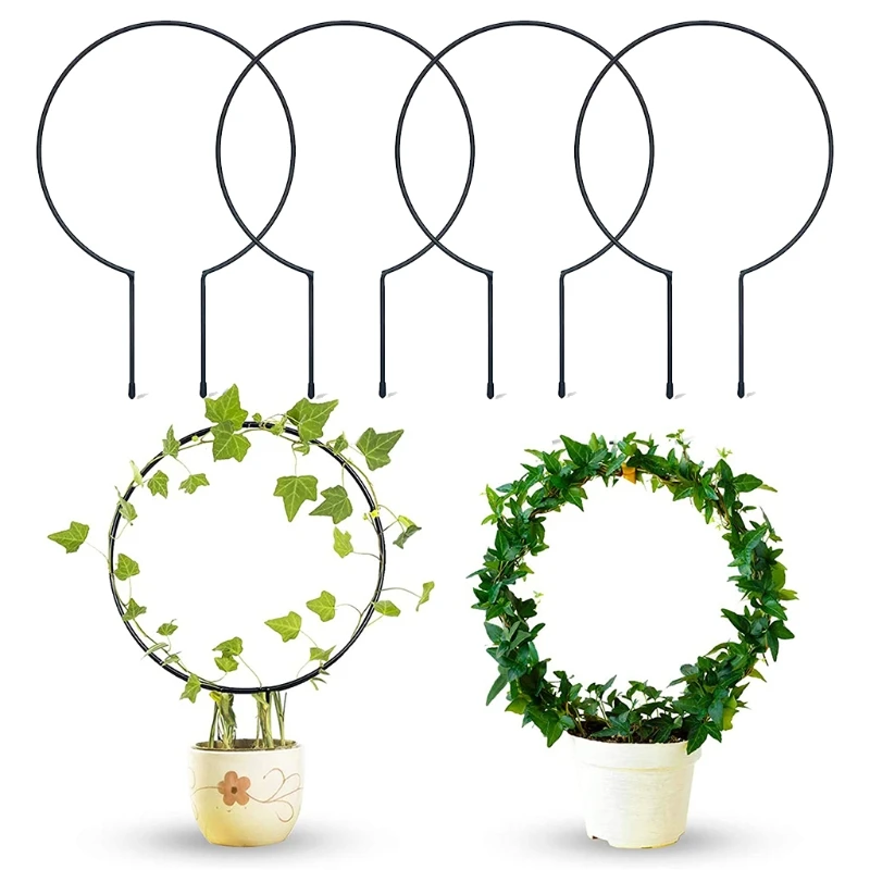 

4 Pack Black Iron Garden Trellis for Climbing Plants Rust Free Vine Plant Metal Support Wire with Black Coating Decor