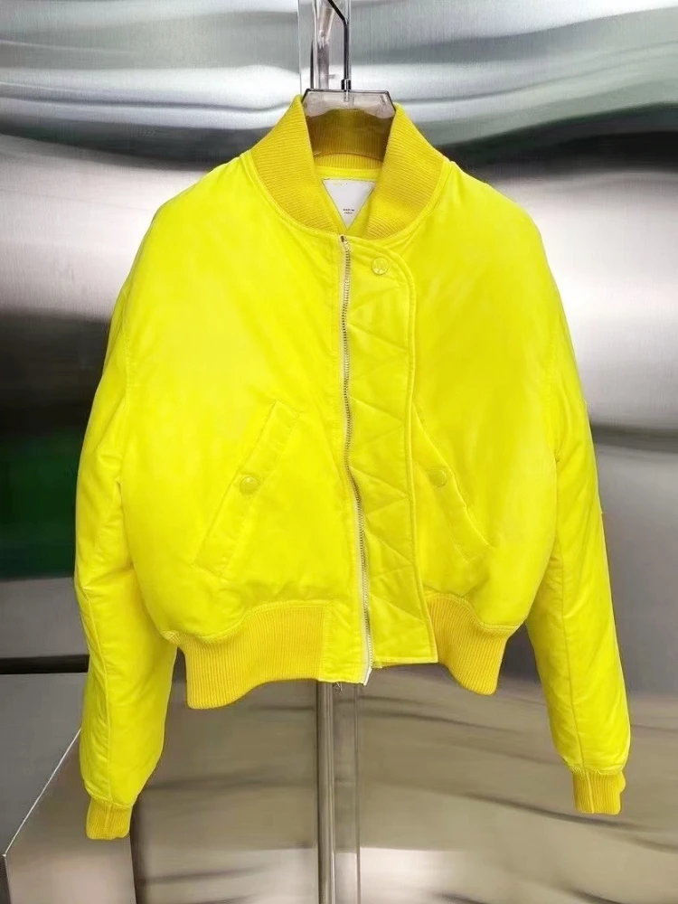 

Women 2021 Fashion Bomber Jackets Cotton-Padded Oversized Short Coat Female Autumn/Winter Streetwear All-match Casual Outerwear