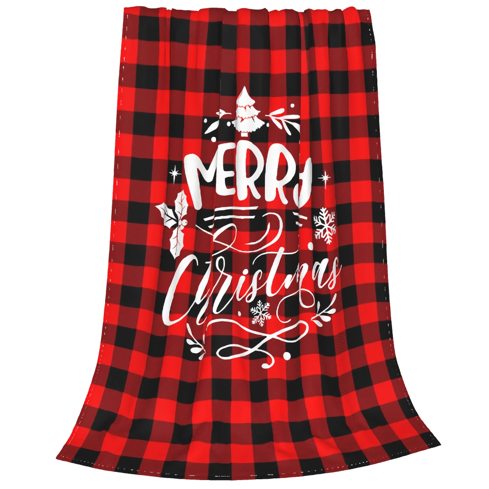 

Одеяло 50 х40, мягкое плюшевое удобное теплое одеяло в черно-красную клетку, подарок на Рождество