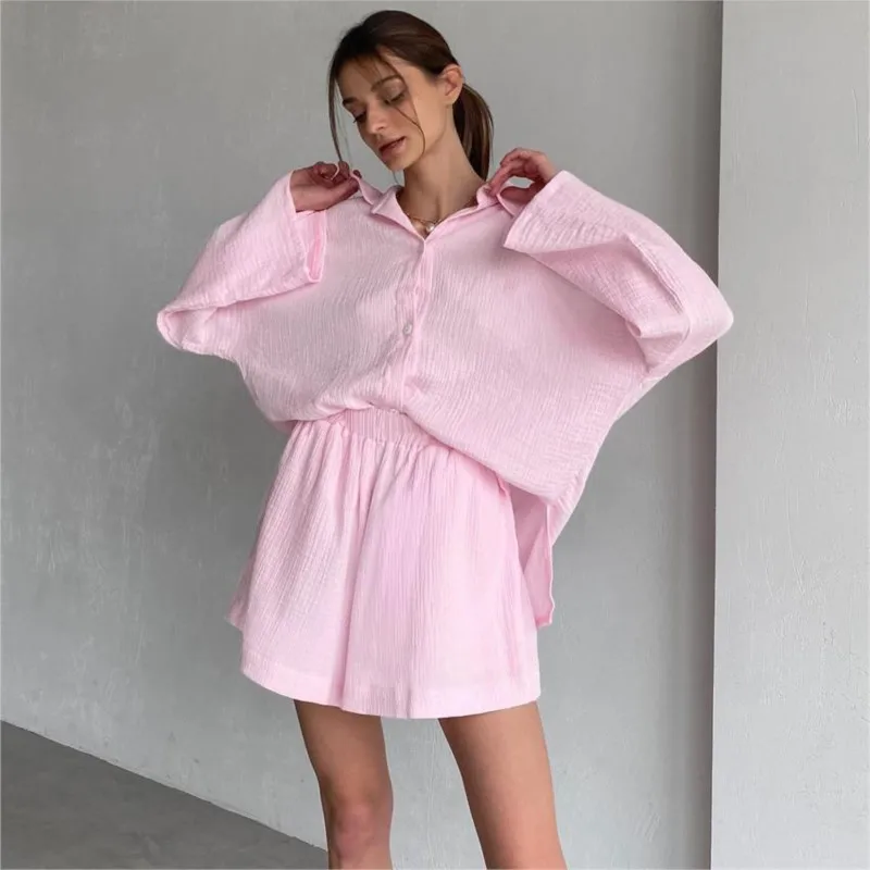 

Beach Cover Up For Women Summer Dress Beachwear New 2023 Cotton Linen Leisure Pajamas Long Sleeve Wear Outside Home Lady Suit